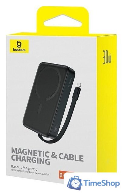Внешний аккумулятор Baseus Magnetic Fast Charge Power Bank Type-C Edition 30W 10000mAh (черный) - Изображение №7 — Интернет-магазин Time-Shop
