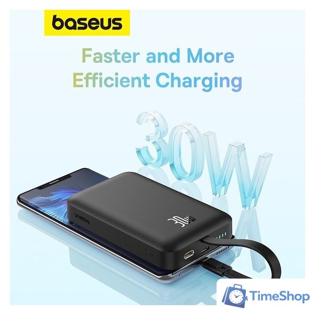 Внешний аккумулятор Baseus Magnetic Fast Charge Power Bank Type-C Edition 30W 10000mAh (черный) - Изображение №14 — Интернет-магазин Time-Shop