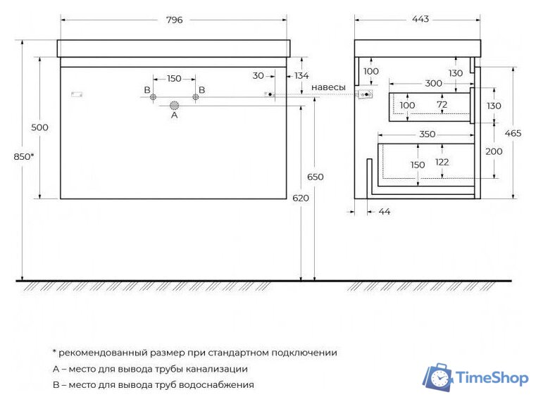  Cezares Тумба под умывальник GIUBILEO-N-80-1C-SO-FS-P - Изображение №2 — Интернет-магазин Time-Shop