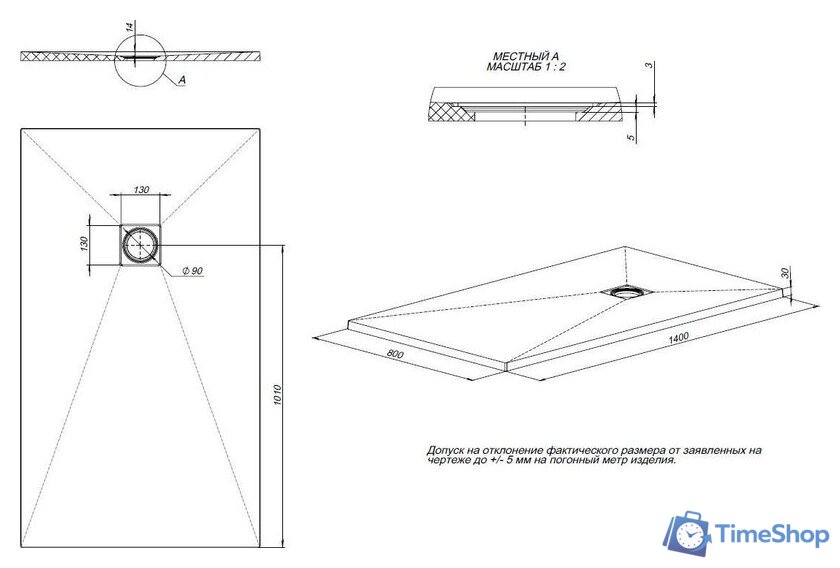 Душевой поддон Allen Brau Priority 140x80 8.31008-PGM - Изображение №4 — Интернет-магазин Time-Shop