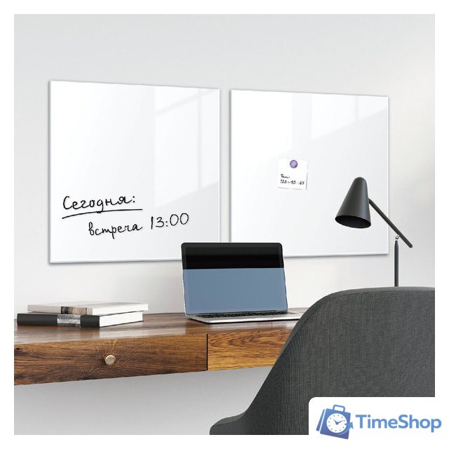 Магнитно-маркерная доска BRAUBERG стеклянная 45x45 см (белый) - Изображение №2 — Интернет-магазин Time-Shop