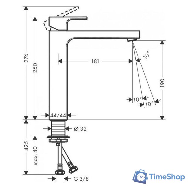 Смеситель Hansgrohe Vernis Shape 71591000 - Изображение №3 — Интернет-магазин Time-Shop