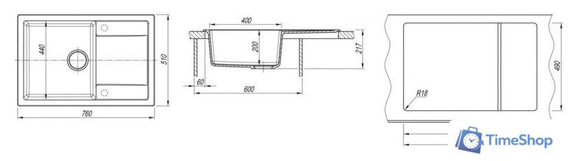 Кухонная мойка Dr. Gans Техно 76 25.030.D0760.401 (белый) - Изображение №5 — Интернет-магазин Time-Shop