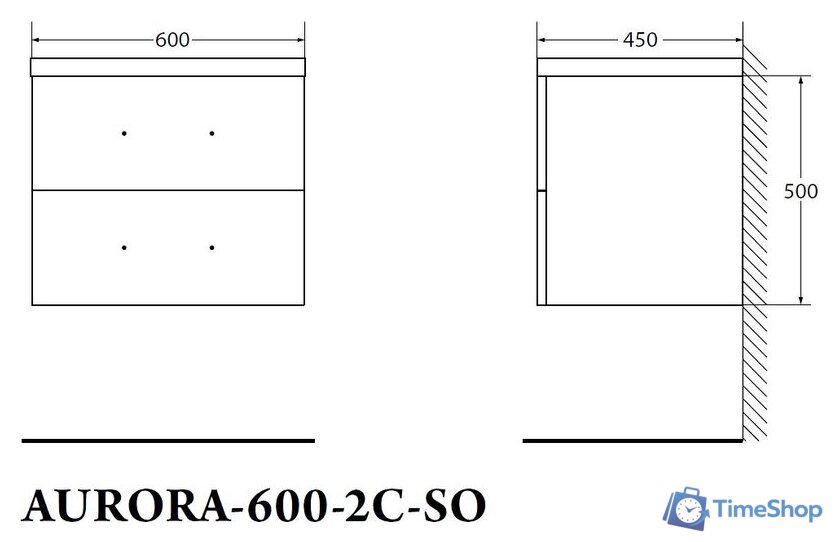  BelBagno Тумба под умывальник Aurora-600-2C-SO-RT (rovere tabacco) - Изображение №4 — Интернет-магазин Time-Shop