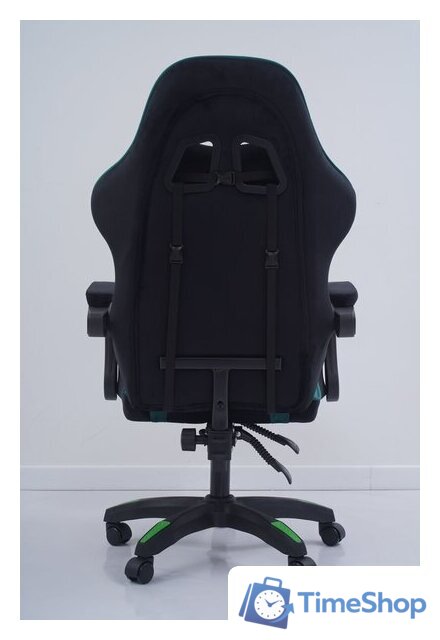 Игровое (геймерское) кресло Calviano 1584 (велюр, черный/зеленый) - Изображение №6 — Интернет-магазин Time-Shop