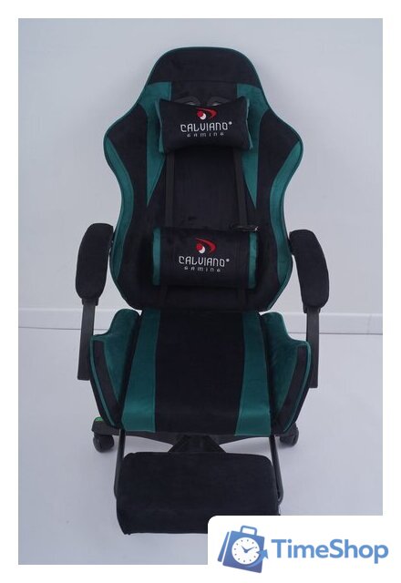 Игровое (геймерское) кресло Calviano 1584 (велюр, черный/зеленый) - Изображение №12 — Интернет-магазин Time-Shop