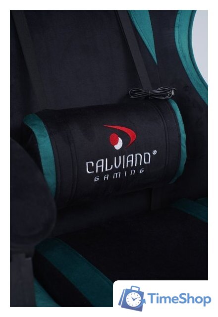 Игровое (геймерское) кресло Calviano 1584 (велюр, черный/зеленый) - Изображение №15 — Интернет-магазин Time-Shop