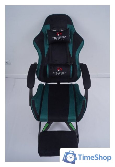 Игровое (геймерское) кресло Calviano 1584 (велюр, черный/зеленый) - Изображение №13 — Интернет-магазин Time-Shop