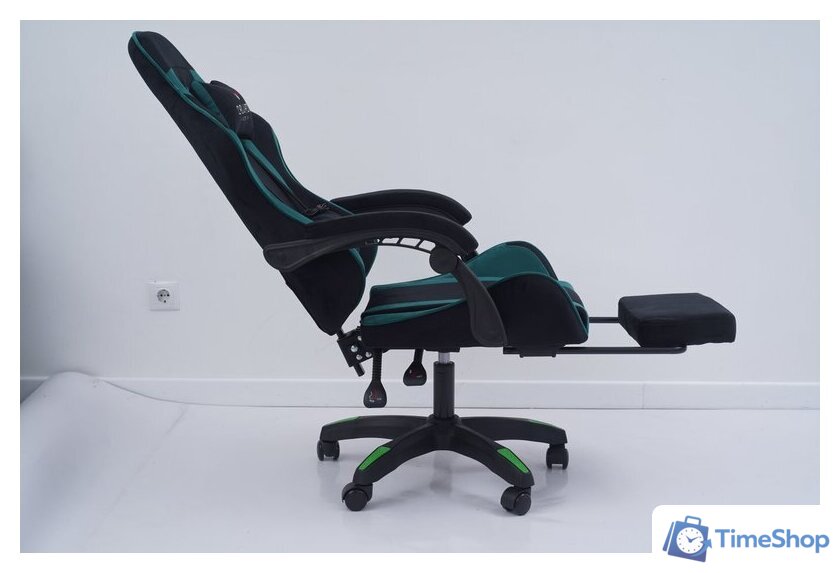 Игровое (геймерское) кресло Calviano 1584 (велюр, черный/зеленый) - Изображение №3 — Интернет-магазин Time-Shop