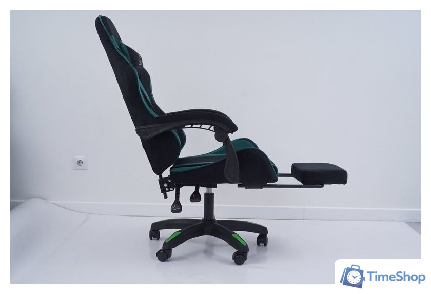 Игровое (геймерское) кресло Calviano 1584 (велюр, черный/зеленый) - Изображение №2 — Интернет-магазин Time-Shop