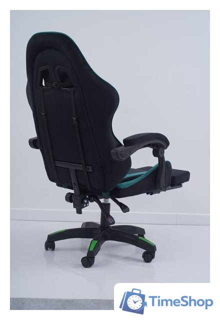 Игровое (геймерское) кресло Calviano 1584 (велюр, черный/зеленый) - Изображение №4 — Интернет-магазин Time-Shop