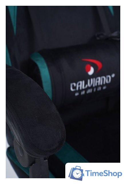 Игровое (геймерское) кресло Calviano 1584 (велюр, черный/зеленый) - Изображение №17 — Интернет-магазин Time-Shop