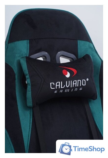 Игровое (геймерское) кресло Calviano 1584 (велюр, черный/зеленый) - Изображение №16 — Интернет-магазин Time-Shop