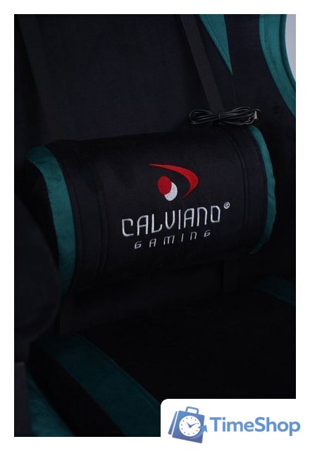 Игровое (геймерское) кресло Calviano 1584 (велюр, черный/зеленый) - Изображение №14 — Интернет-магазин Time-Shop