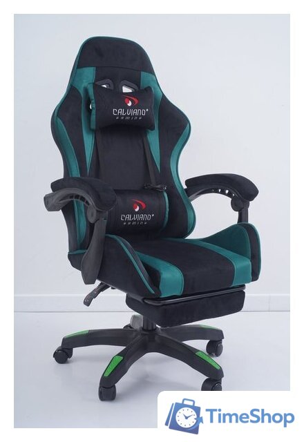 Игровое (геймерское) кресло Calviano 1584 (велюр, черный/зеленый) - Изображение №18 — Интернет-магазин Time-Shop