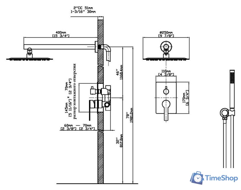 Душевая система  Vincea Linea VSFW-4LN0BG - Изображение №4 — Интернет-магазин Time-Shop