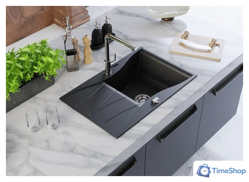 Кухонная мойка Kernau KGS O 6078 1B1D Black Metallic - Изображение №6 — Интернет-магазин Time-Shop