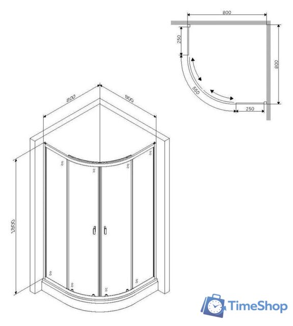 Душевой уголок AM.PM X-Joy Twin Slide W88G-205-080BT64 80x80 - Изображение №8 — Интернет-магазин Time-Shop
