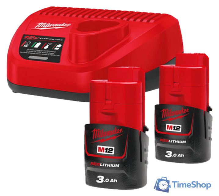 Аккумулятор с зарядным устройством Milwaukee M12 M12NRG-302 4933451902 (2 x 12В/3 Ач + 12В) - Изображение №1 — Интернет-магазин Time-Shop