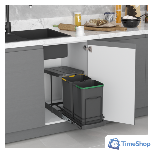 Система сортировки мусора Starax S-2392-A 24 л (антрацит) - Изображение №2 — Интернет-магазин Time-Shop