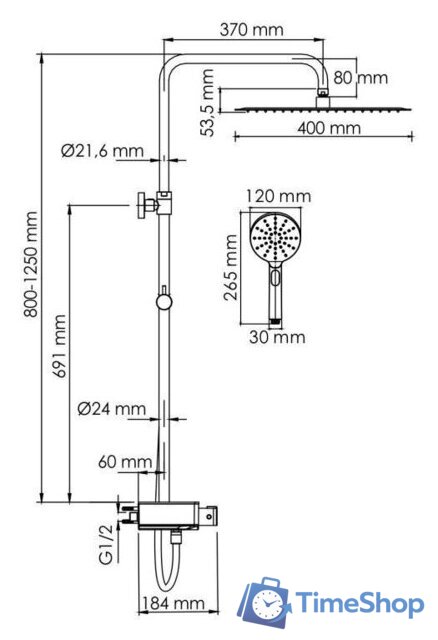 Душевая система  Wasserkraft A113.119.127.CH Thermo - Изображение №3 — Интернет-магазин Time-Shop