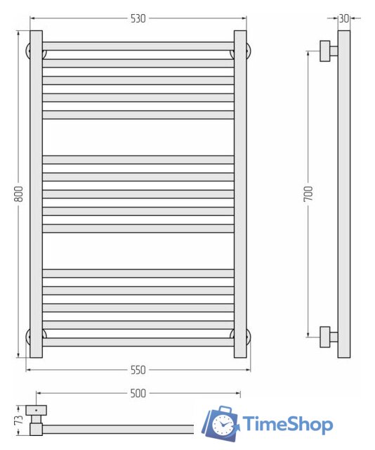 Полотенцесушитель Сунержа Модус Pro 80x50 31-0450-8050 - Изображение №3 — Интернет-магазин Time-Shop