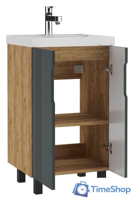  Айсберг Тумба под умывальник Bazis 50 Марта без ящика (дуб вотан) - Изображение №2 — Интернет-магазин Time-Shop
