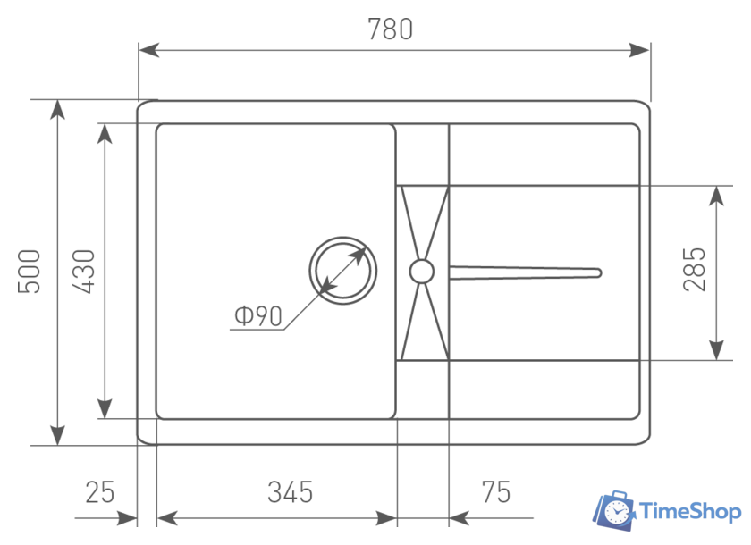 Кухонная мойка Zigmund & Shtain Rechteck 780 (молодое шампанское) - Изображение №3 — Интернет-магазин Time-Shop