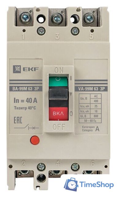 Выключатель автоматический EKF PROxima ВА-99М 6340А 3P 25кА mccb99-63-40m - Изображение №3 — Интернет-магазин Time-Shop