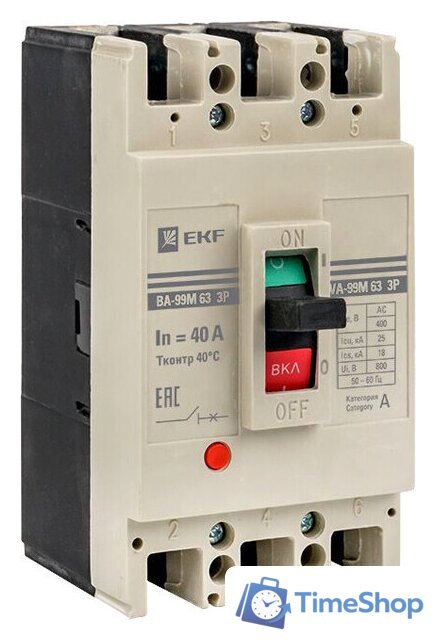 Выключатель автоматический EKF PROxima ВА-99М 6340А 3P 25кА mccb99-63-40m - Изображение №1 — Интернет-магазин Time-Shop