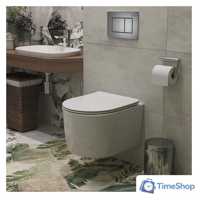 Унитаз подвесной Roxen Simple Compact в комплекте с инсталляцией StounFix Dual Fresh 6 в 1 954681 (кнопка: оружейная сталь) - Изображение №11 — Интернет-магазин Time-Shop