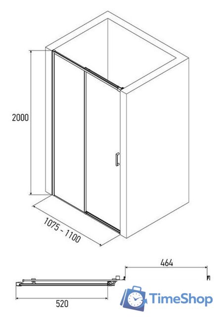 Душевая дверь Alex Baitler AB61B110 110x200 - Изображение №3 — Интернет-магазин Time-Shop
