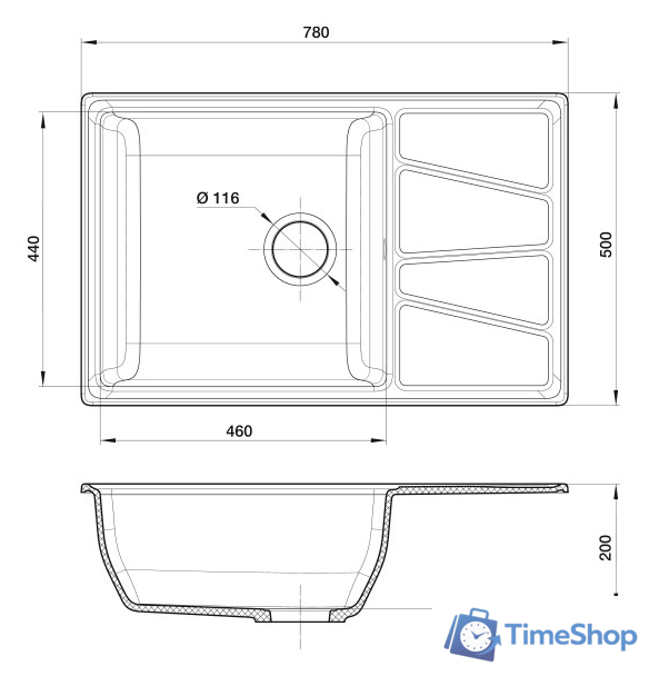 Кухонная мойка GranFest GF-V-780L (иней) - Изображение №4 — Интернет-магазин Time-Shop
