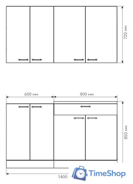 Готовая кухня Агута Альфа 1.4 (скандинавское дерево/скандинавское дерево/этория) - Изображение №2 — Интернет-магазин Time-Shop