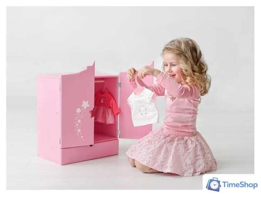Шкаф для кукол Leader Toys Diamond Star c дизайнерским звездным принтом 74219 (розовый) - Изображение №8 — Интернет-магазин Time-Shop