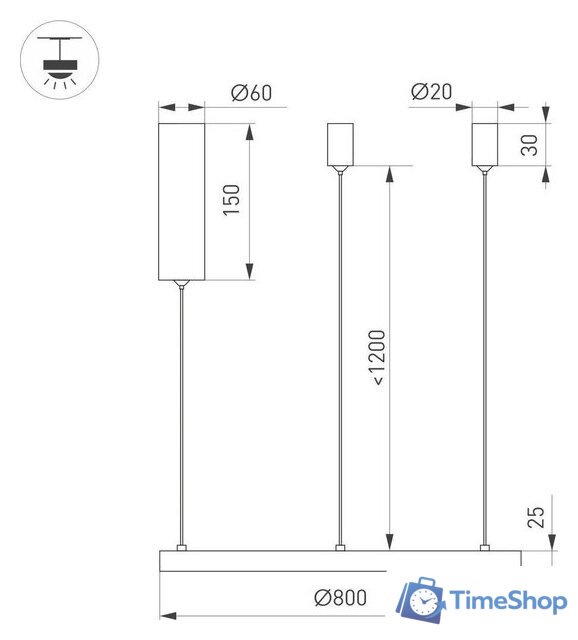 Подвесная люстра Arlight SP-Congo-Mult-1-R800-42W Day4000 046249 - Изображение №2 — Интернет-магазин Time-Shop