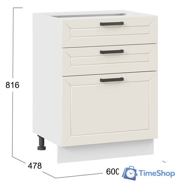 Шкаф напольный Трия Лорас 1Н6Я3 (белый/холст брюле) - Изображение №3 — Интернет-магазин Time-Shop