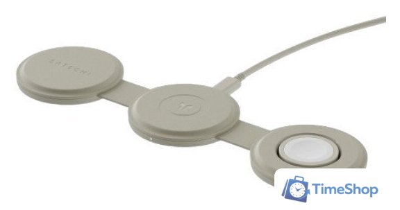 Беспроводное зарядное Satechi OntheGo 3-in-1 Charger ST-QTG31W (бежевый) - Изображение №1 — Интернет-магазин Time-Shop