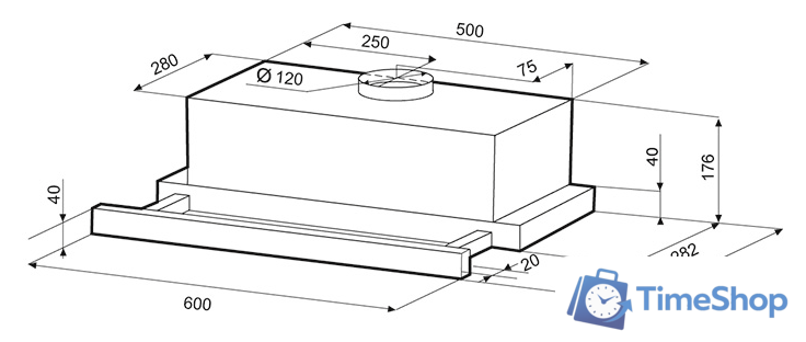 Кухонная вытяжка Krona Kamilla Eco 600 W (белый) - Изображение №2 — Интернет-магазин Time-Shop