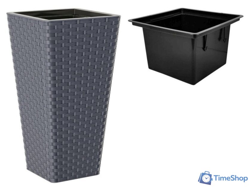 Кашпо Form-Plastic Rattana Slim FP-3900-014 (антрацитовый) - Изображение №2 — Интернет-магазин Time-Shop