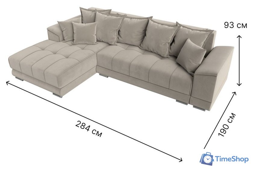 Угловой диван Лига диванов НордСтар левый 121113L (микровельвет бежевый/подушки микровельвет бежевый) - Изображение №9 — Интернет-магазин Time-Shop