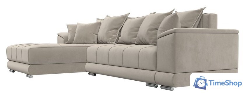 Угловой диван Лига диванов НордСтар левый 121113L (микровельвет бежевый/подушки микровельвет бежевый) - Изображение №4 — Интернет-магазин Time-Shop