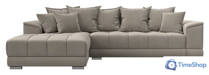 Угловой диван Лига диванов НордСтар левый 121113L (микровельвет бежевый/подушки микровельвет бежевый) - Изображение №2 — Интернет-магазин Time-Shop