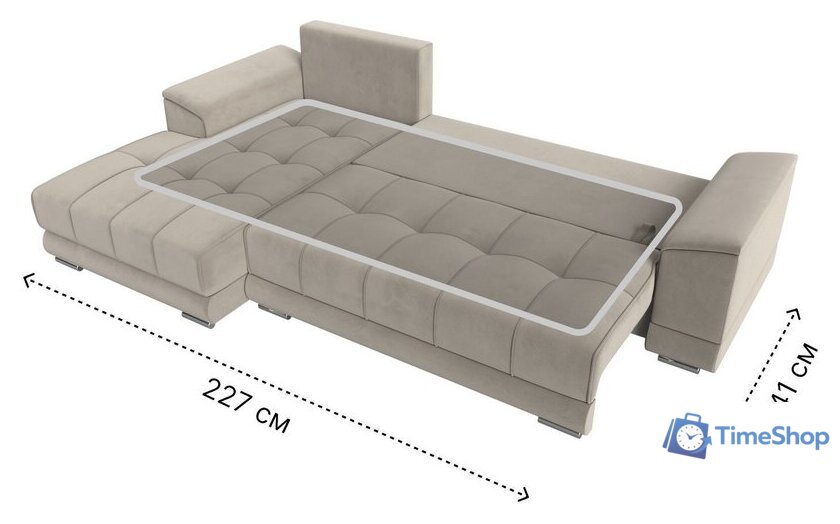 Угловой диван Лига диванов НордСтар левый 121113L (микровельвет бежевый/подушки микровельвет бежевый) - Изображение №10 — Интернет-магазин Time-Shop