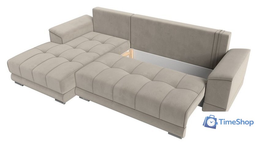 Угловой диван Лига диванов НордСтар левый 121113L (микровельвет бежевый/подушки микровельвет бежевый) - Изображение №7 — Интернет-магазин Time-Shop