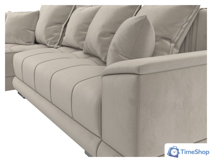 Угловой диван Лига диванов НордСтар левый 121113L (микровельвет бежевый/подушки микровельвет бежевый) - Изображение №3 — Интернет-магазин Time-Shop