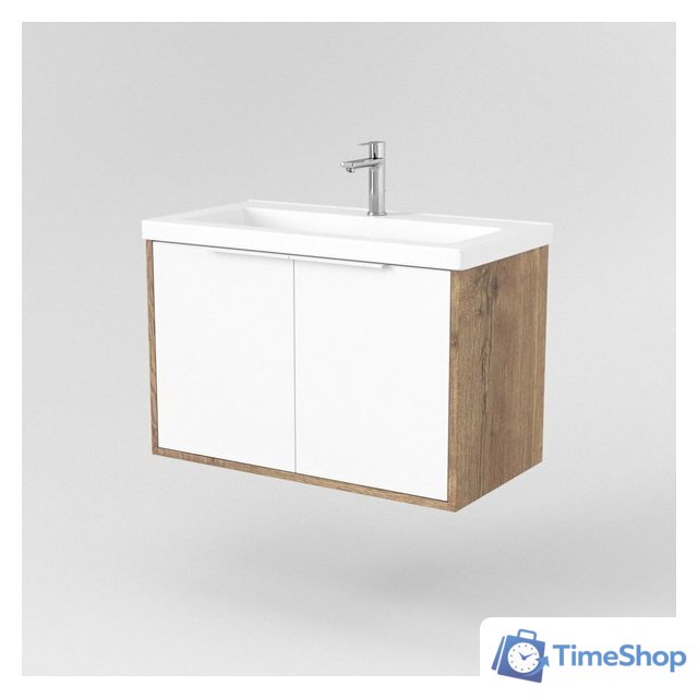  Дабер Тумба под умывальник 018 Тобага/Эридан 80 Т18.8Т.0.21Б (дуб галифакс/белый/ручка белая) - Изображение №2 — Интернет-магазин Time-Shop