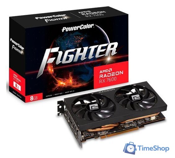 Видеокарта PowerColor Fighter Radeon RX 7600 8GB GDDR6 RX 7600 8G-F - Изображение №2 — Интернет-магазин Time-Shop