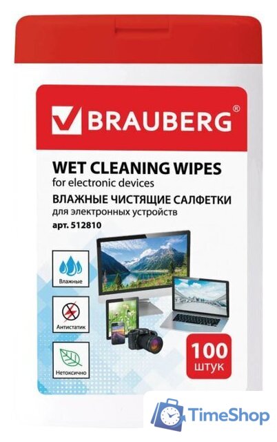 Влажные салфетки BRAUBERG 512810 (100 шт) - Изображение №1 — Интернет-магазин Time-Shop