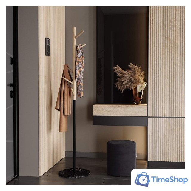 Вешалка для одежды Sheffilton SHT-CR25 (прозрачный лак/черный/мрамор) - Изображение №5 — Интернет-магазин Time-Shop